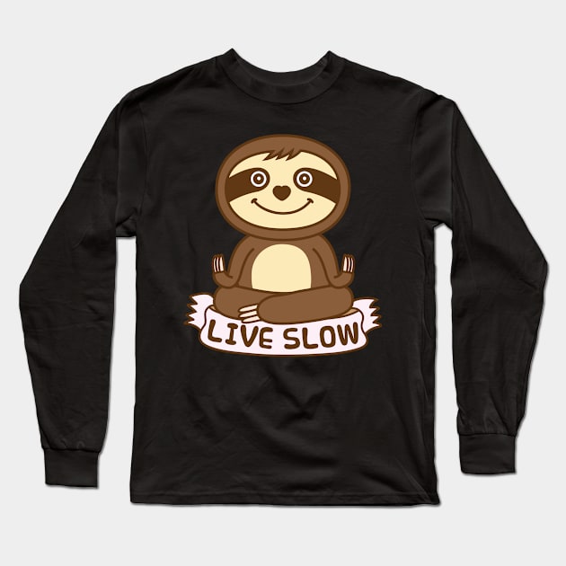 Cute Sloth Yoga Long Sleeve T-Shirt by Plushism